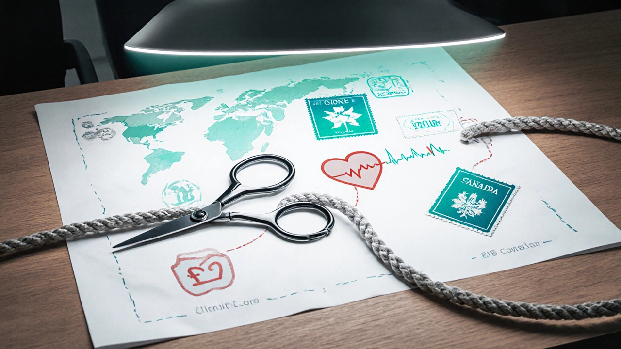 Strategic roadmap with icons for cost cuts, chronic‑care programs, and global expansion.