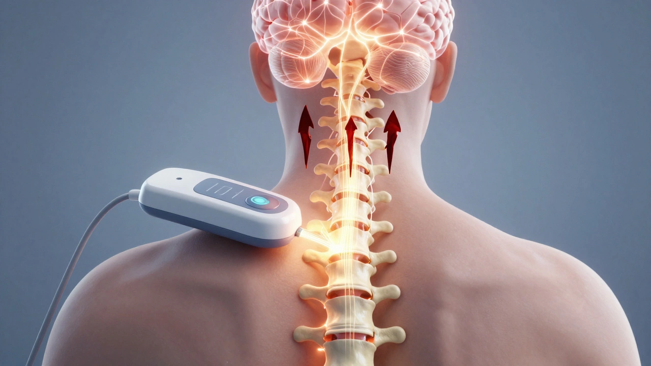 Spinal cord stimulator blocking pain signals with light pulses