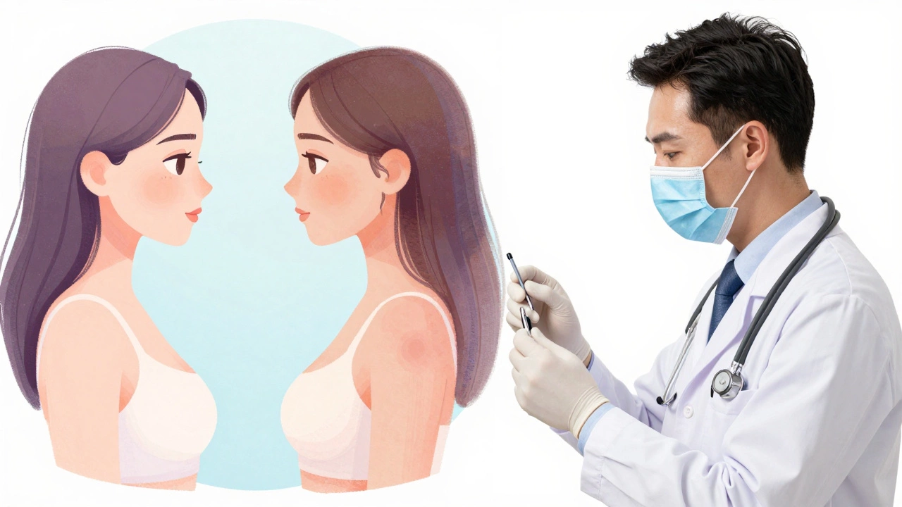 Split image contrasting cosmetic choices with medical necessity