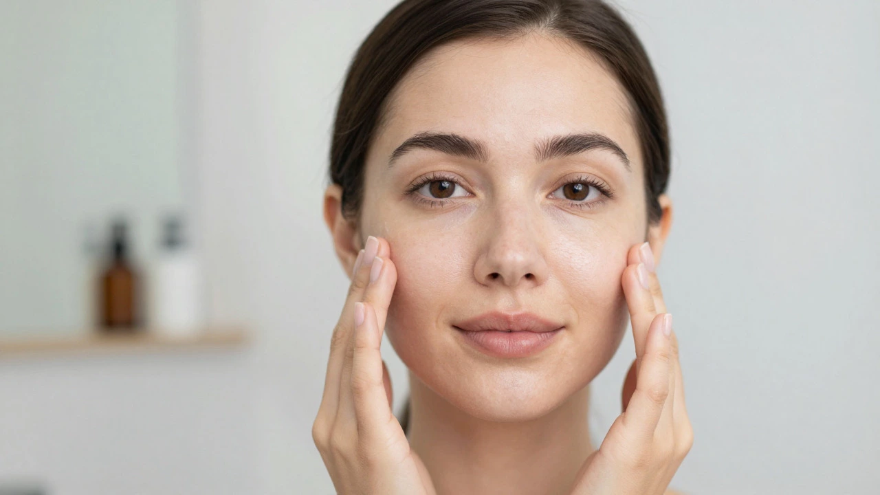 Confident woman applying skincare, symbolizing normalized cosmetic self-care