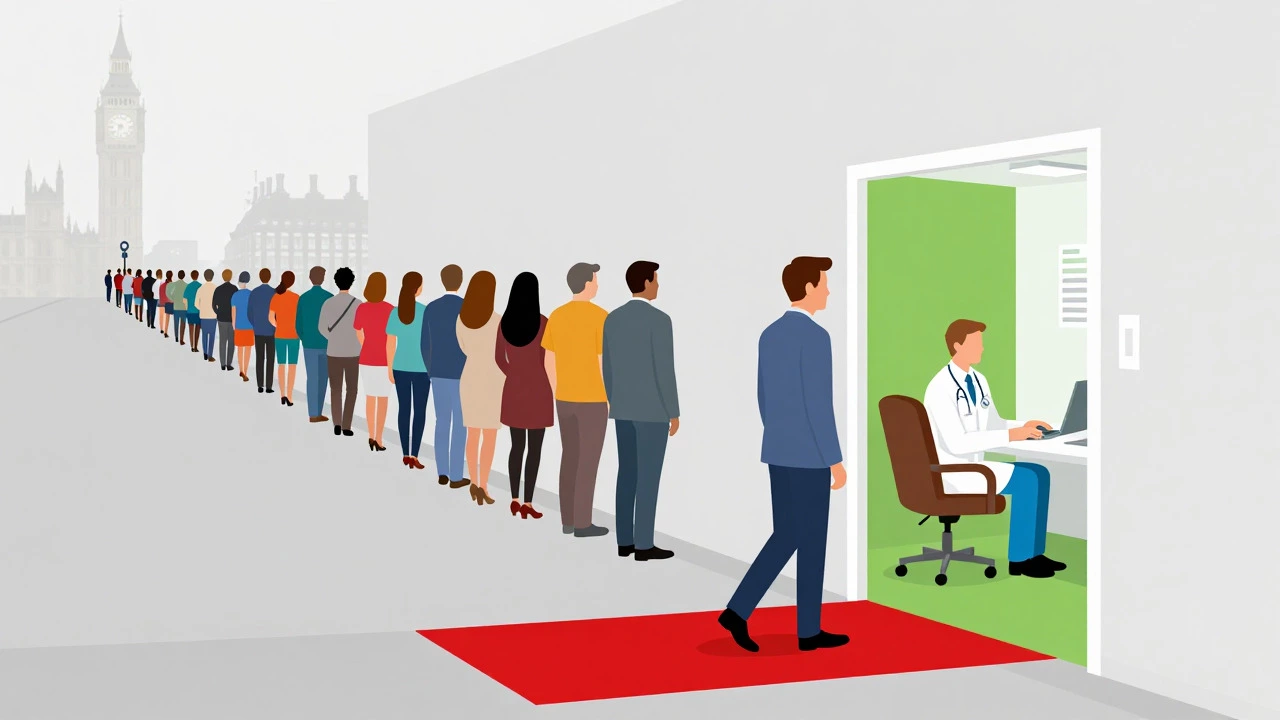 Person bypassing long NHS queue for faster private healthcare access