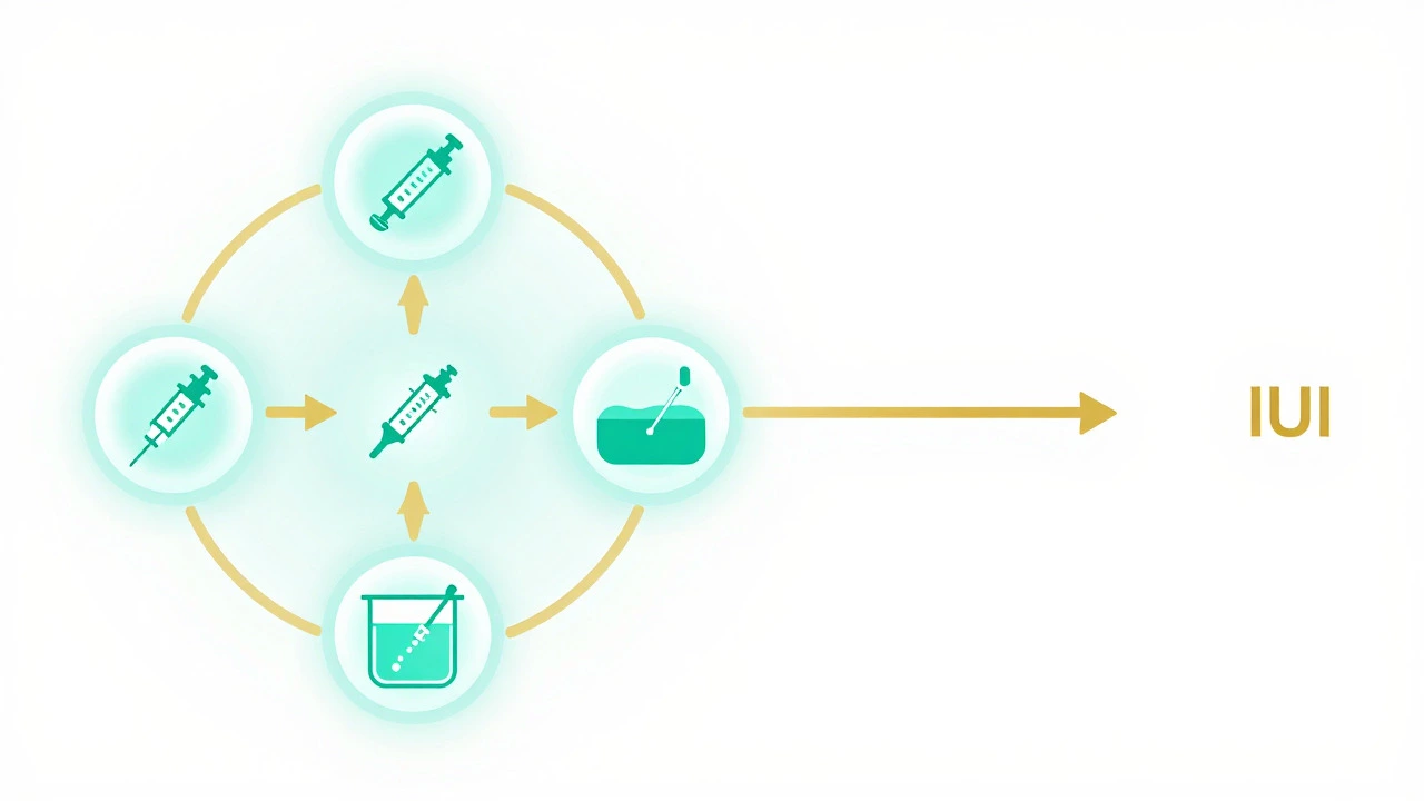 Visual comparison of IVF and IUI treatment timelines