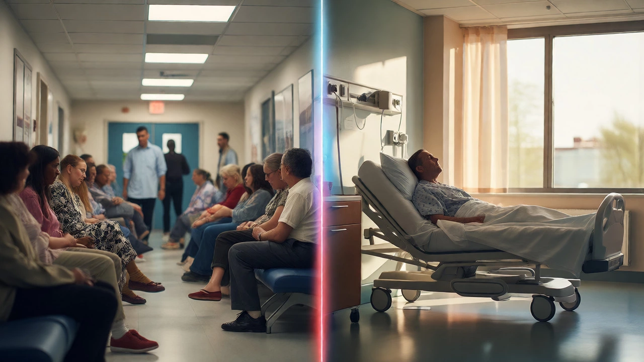 Comparison of NHS waiting room and private hospital