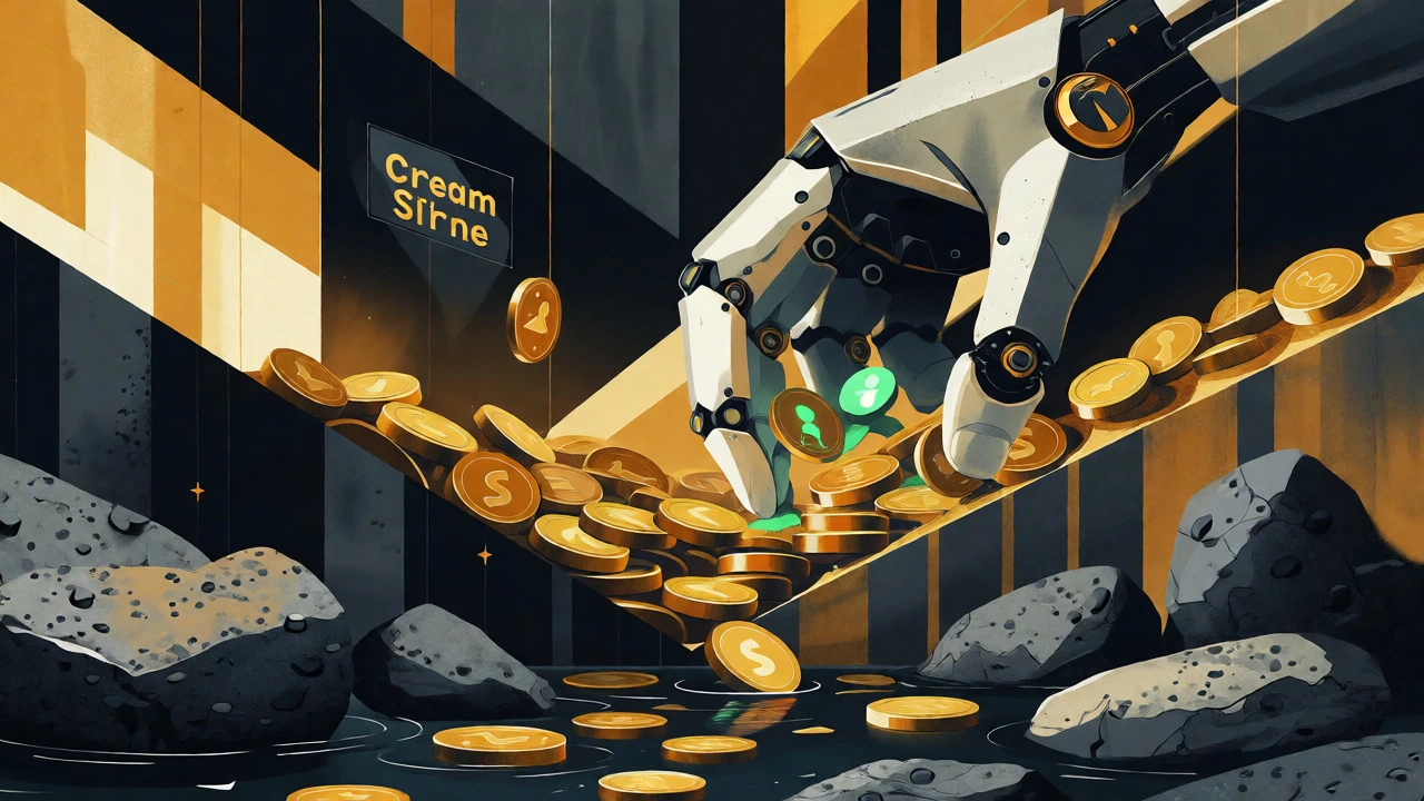 Abstract visual of profit-driven cream-skimming leaving complex cases behind in healthcare.